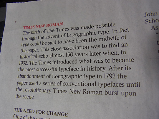 Times New Romanは長いこと使われてきたけど…的なことが書いてる