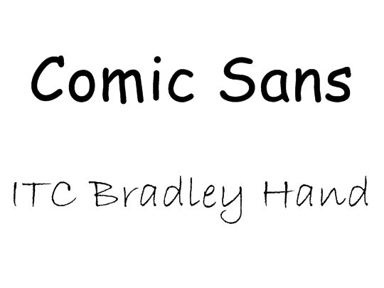 Comic SansとITC Bradley Hand