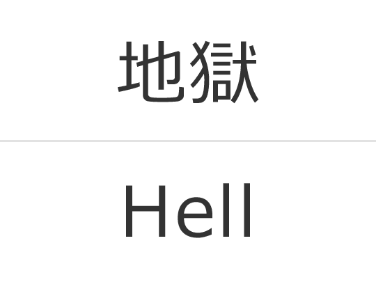 地獄とHellという同じ意味の文字