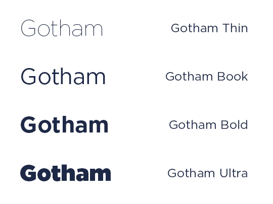 Gothamのウェイトの種類